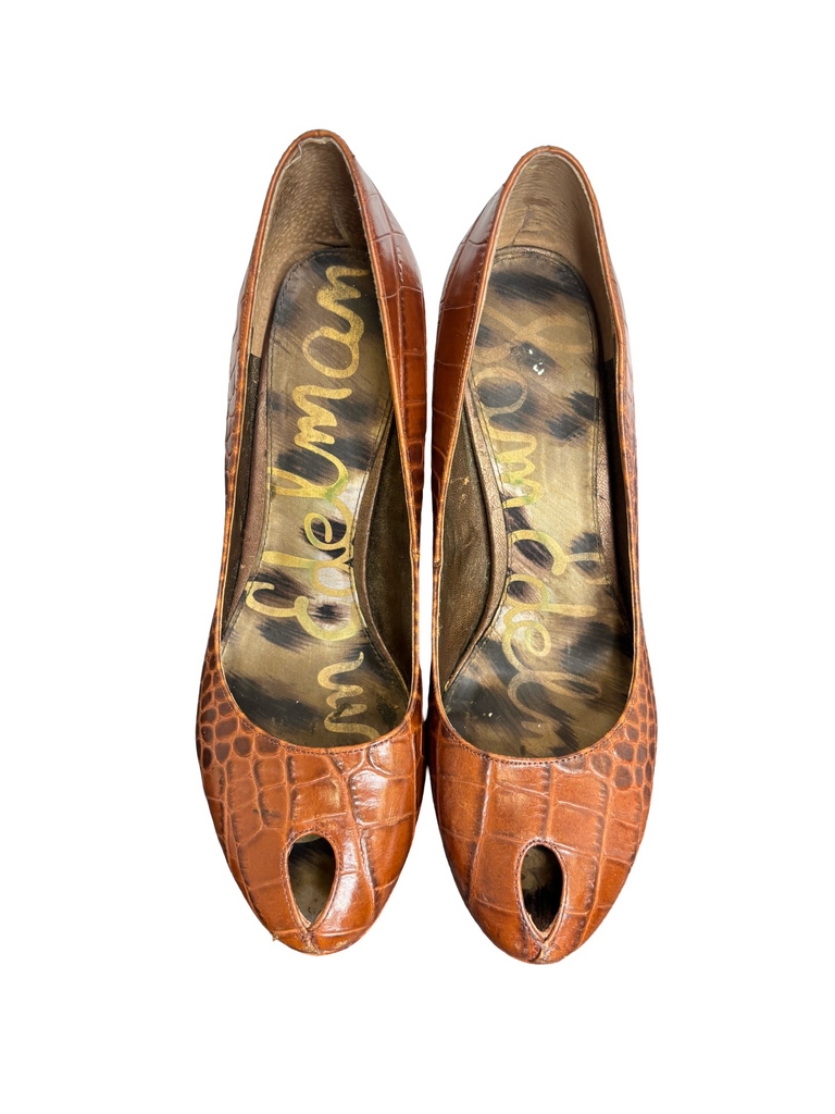 Sam Edleman Brown Crocodile Print High Heels