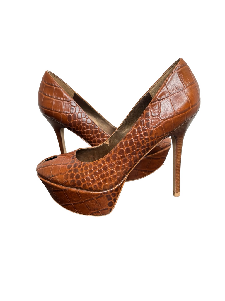 Sam Edleman Brown Crocodile Print High Heels