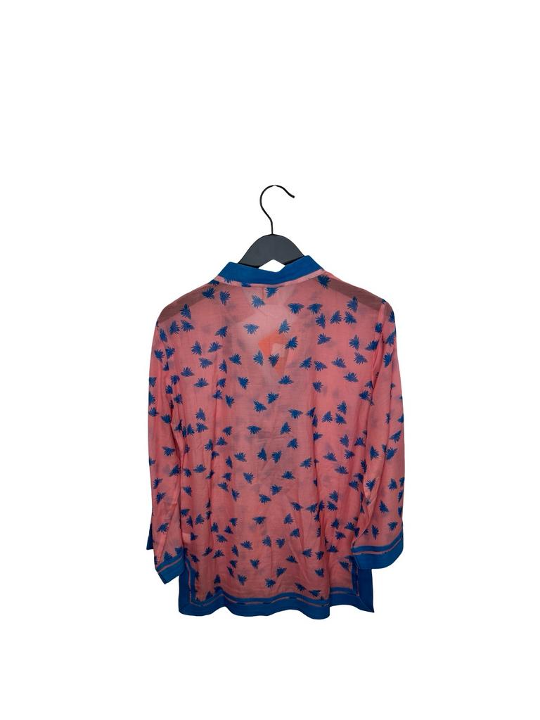 Sheridan French Pink Blue Palm Print Top