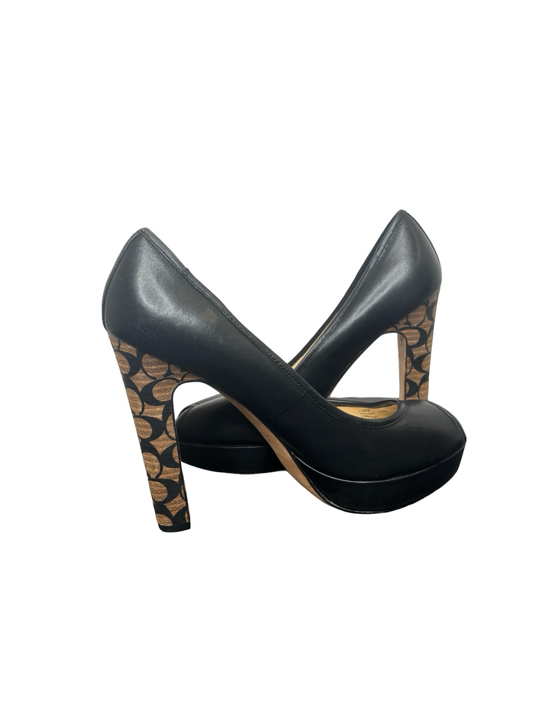 Coach Black Peep Toe Platform Heels