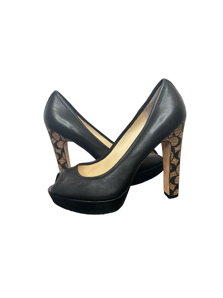Coach Black Peep Toe Platform Heels