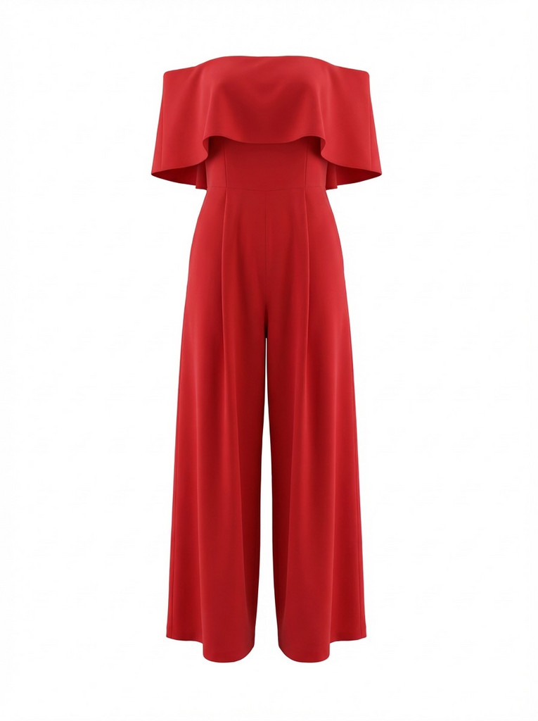 Red Off-Shoulder Jumpsuit
