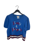 Peach Love Stars & Stripes Sequin Hem Top