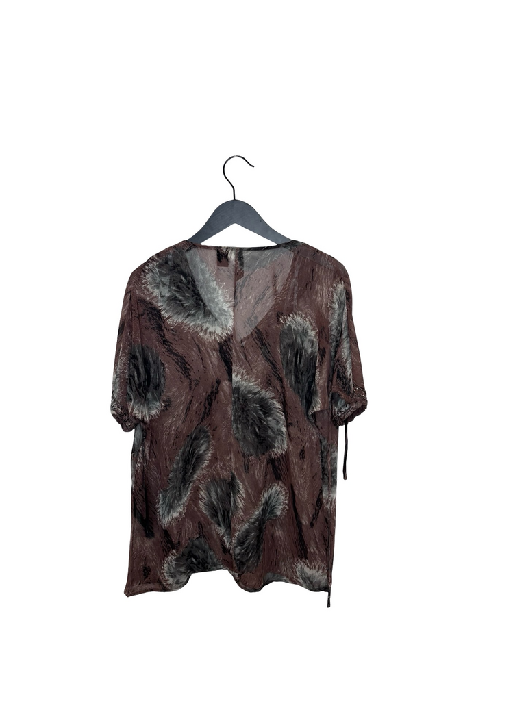 Boutique Women's Large Textured Top with Beaded Neckline
