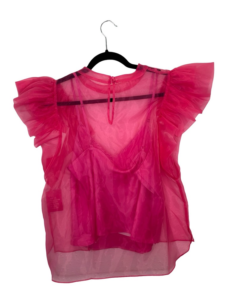 Buddy Love Pink Sheer Ruffle Top
