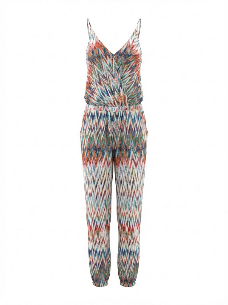 Presley Skye Colorful Chevron Pattern Jumpsuit