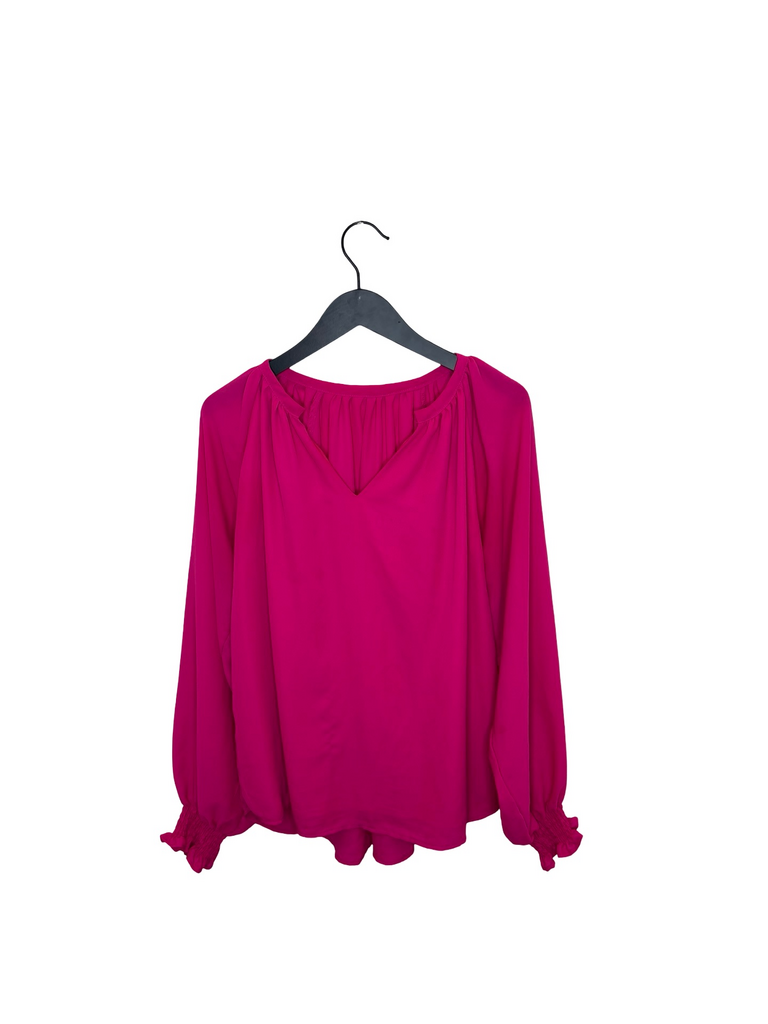 Vibrant Pink Puff Sleeve Blouse