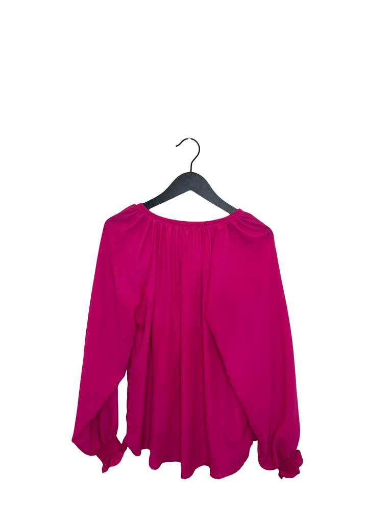 Vibrant Pink Puff Sleeve Blouse