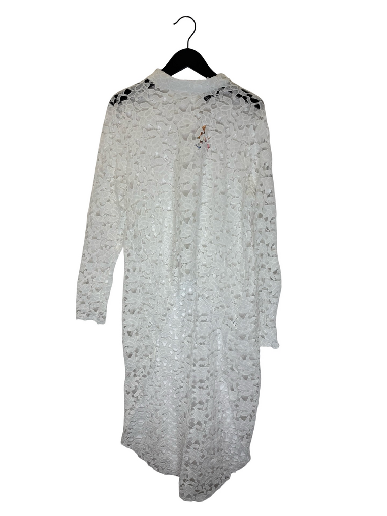 Pretty Garden White Lace high low shirt