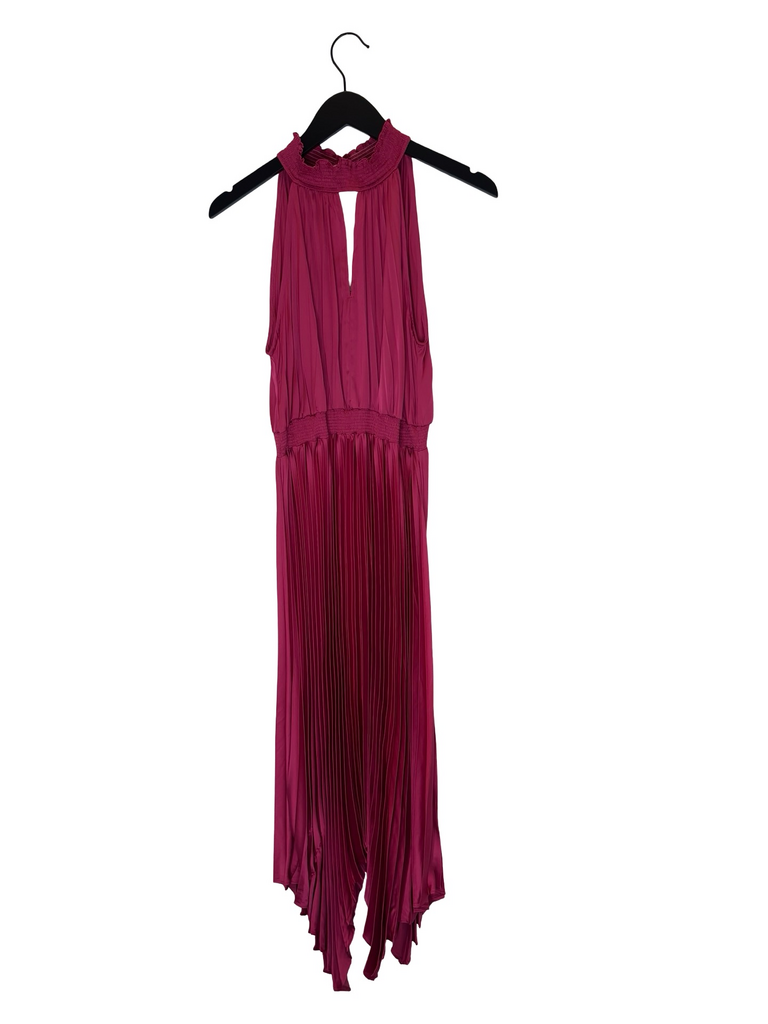 ANRABESS Magenta Pleated Dress