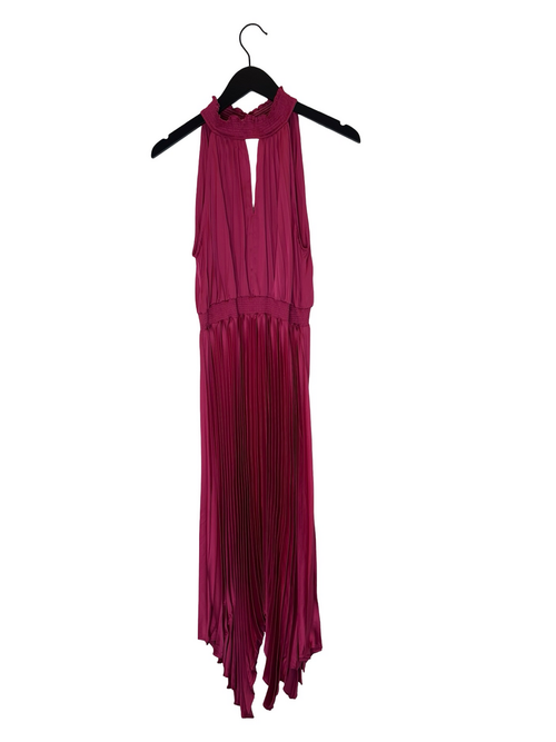 ANRABESS Magenta Pleated Dress