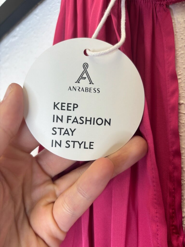 ANRABESS Magenta Pleated Dress