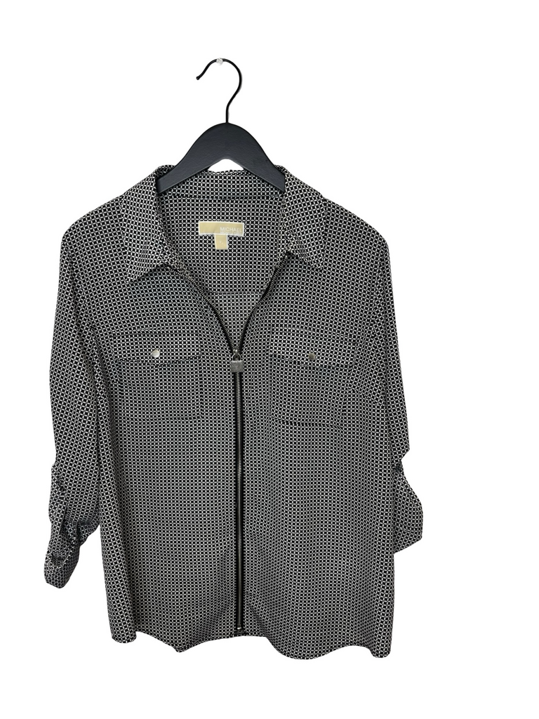 Michael Kors Women's Black and White Patterned Shirt