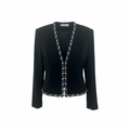 Size 4 JOVANI Women's Black Cropped Blazer with Rhinestone Detail