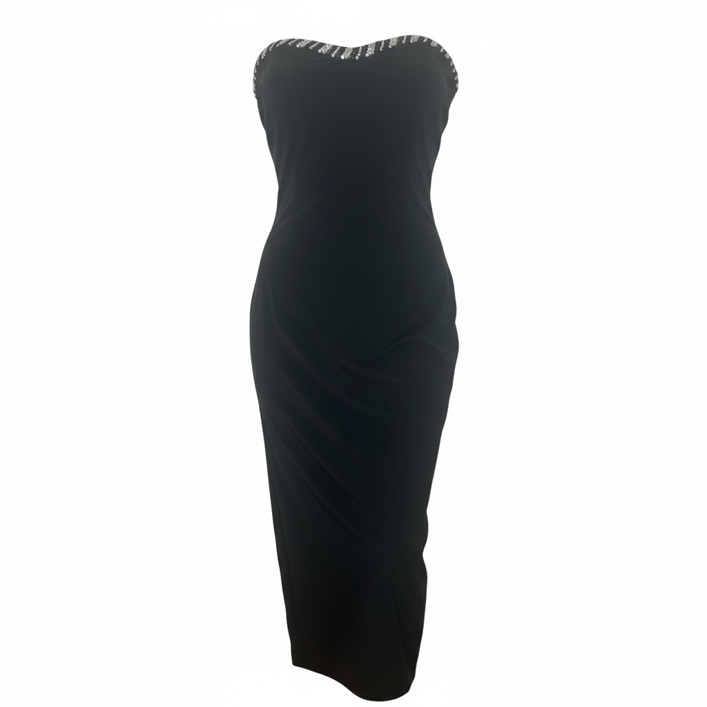 Size 4 Elegant Black JOVANI Strapless Evening Dress