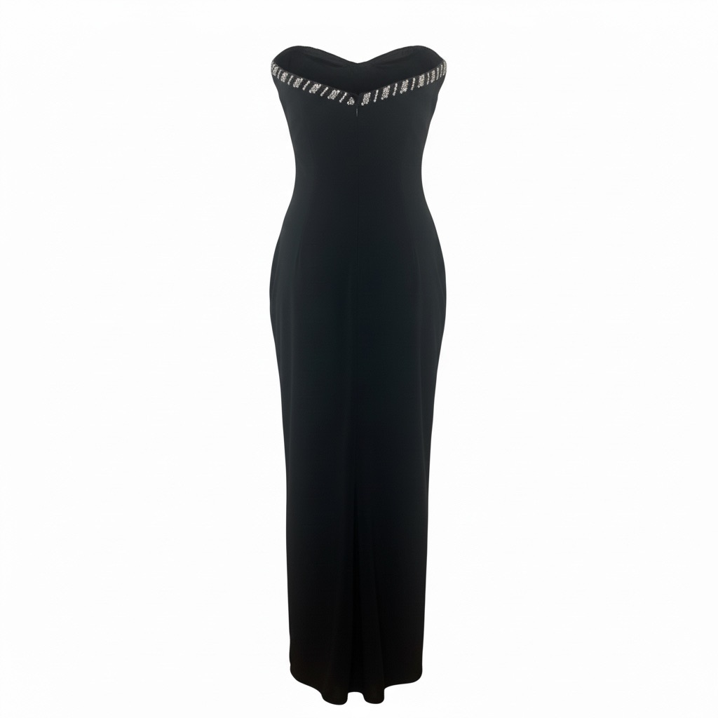 Size 4 Elegant Black JOVANI Strapless Evening Dress