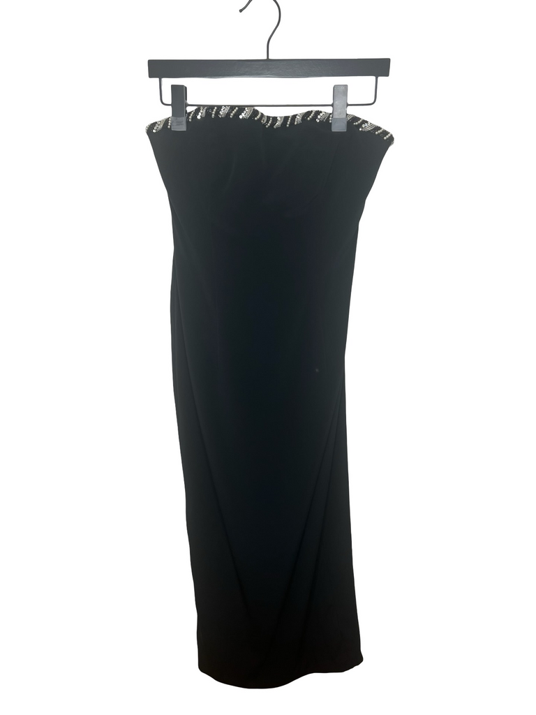 Size 4 Elegant Black JOVANI Strapless Evening Dress