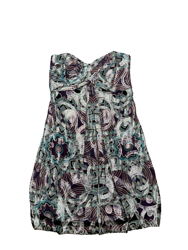 Size 8 Nicole Miller Patterned Strapless Dress