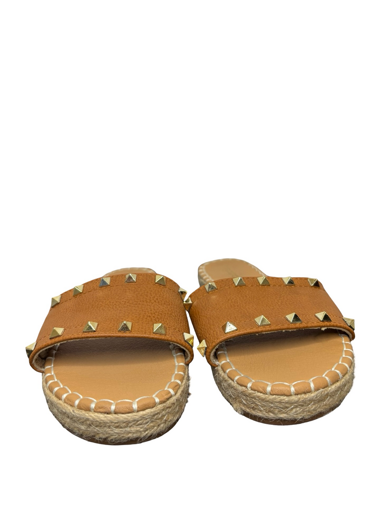 Bamboo Women’s Espadrille Slide Sandals with Studded Design