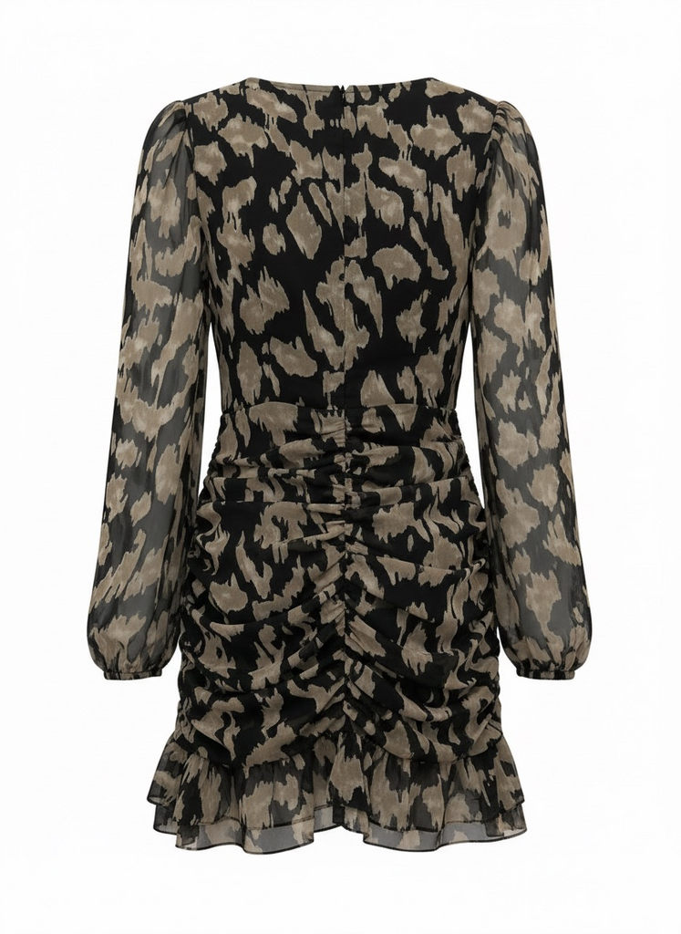 Stylish Black and Beige Animal Print Dress