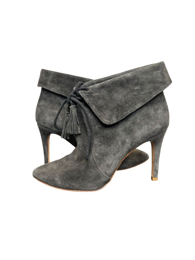 Joie Ciera Gray Suede Ankle Boots with Tassels