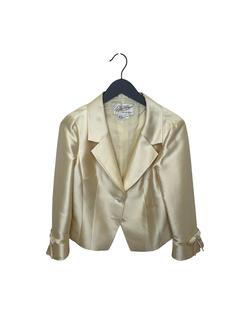Elegant Yellow Silk Blend Jacket by Rickie Freeman for Teri Jon Nites