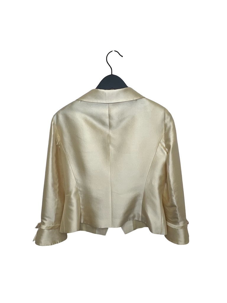 Elegant Yellow Silk Blend Jacket by Rickie Freeman for Teri Jon Nites