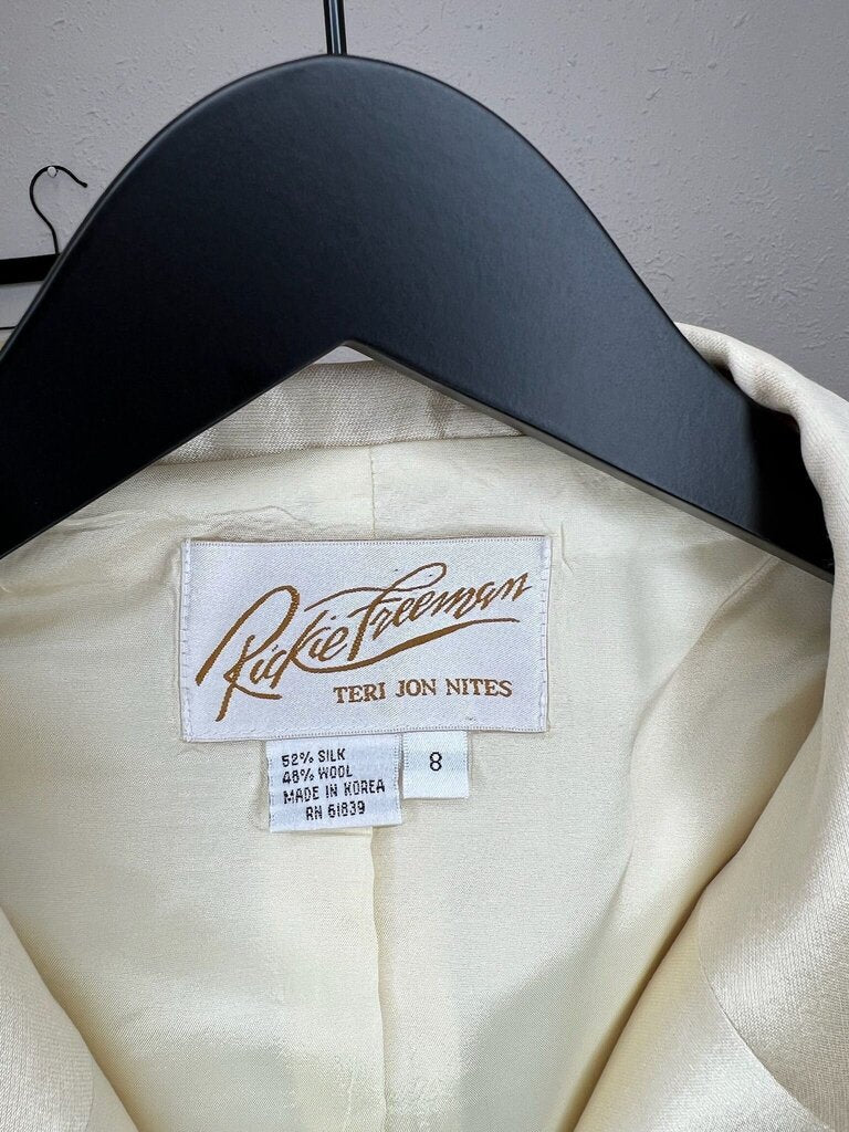 Elegant Yellow Silk Blend Jacket by Rickie Freeman for Teri Jon Nites