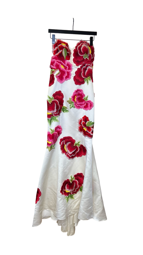 Jovani Floral Embroidered Strapless Mermaid Dress