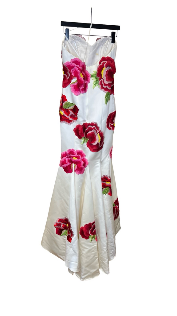 Jovani Floral Embroidered Strapless Mermaid Dress