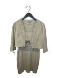 Teri Jon Women's Gold Knit Dress with Jacket