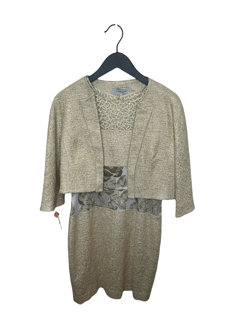 Teri Jon Women's Gold Knit Dress with Jacket
