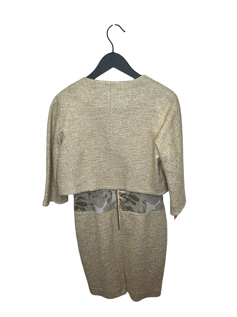 Teri Jon Women's Gold Knit Dress with Jacket