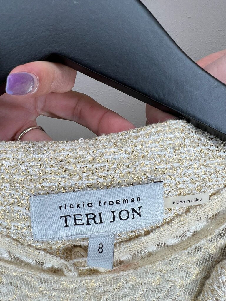 Teri Jon Women's Gold Knit Dress with Jacket