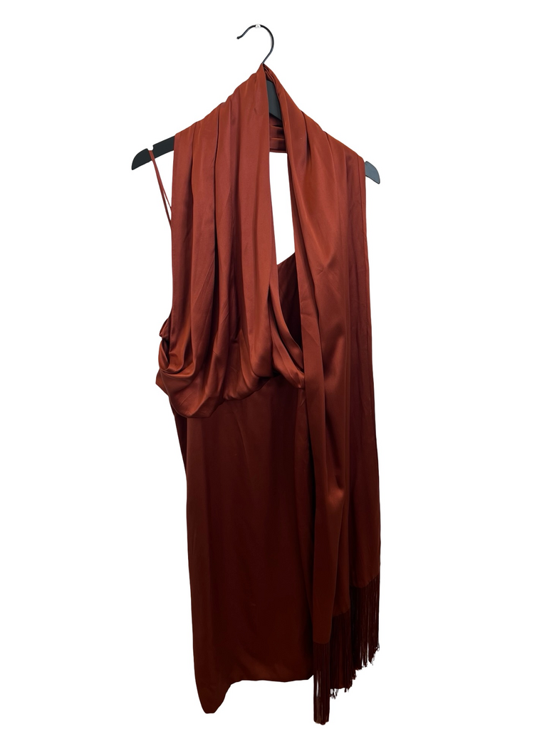 Elegant Rust Chiffon Dress
