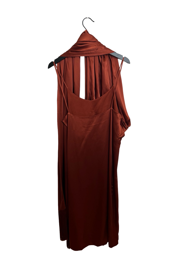 Elegant Rust Chiffon Dress