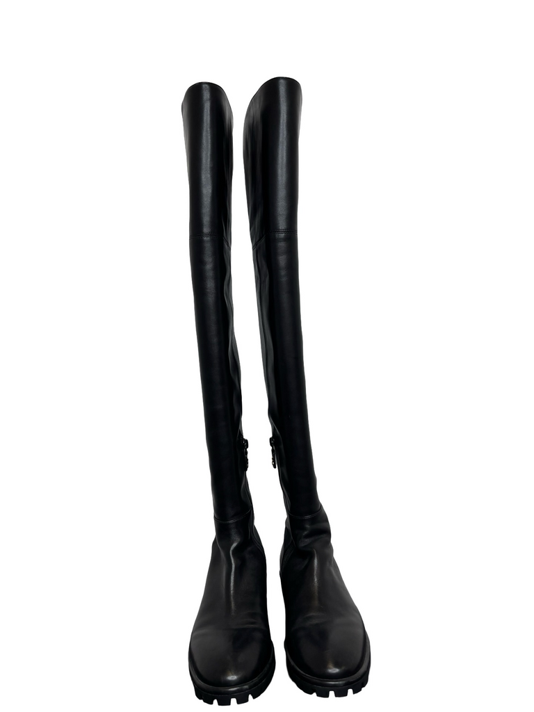 High Over-the-Knee Black Leather Boots