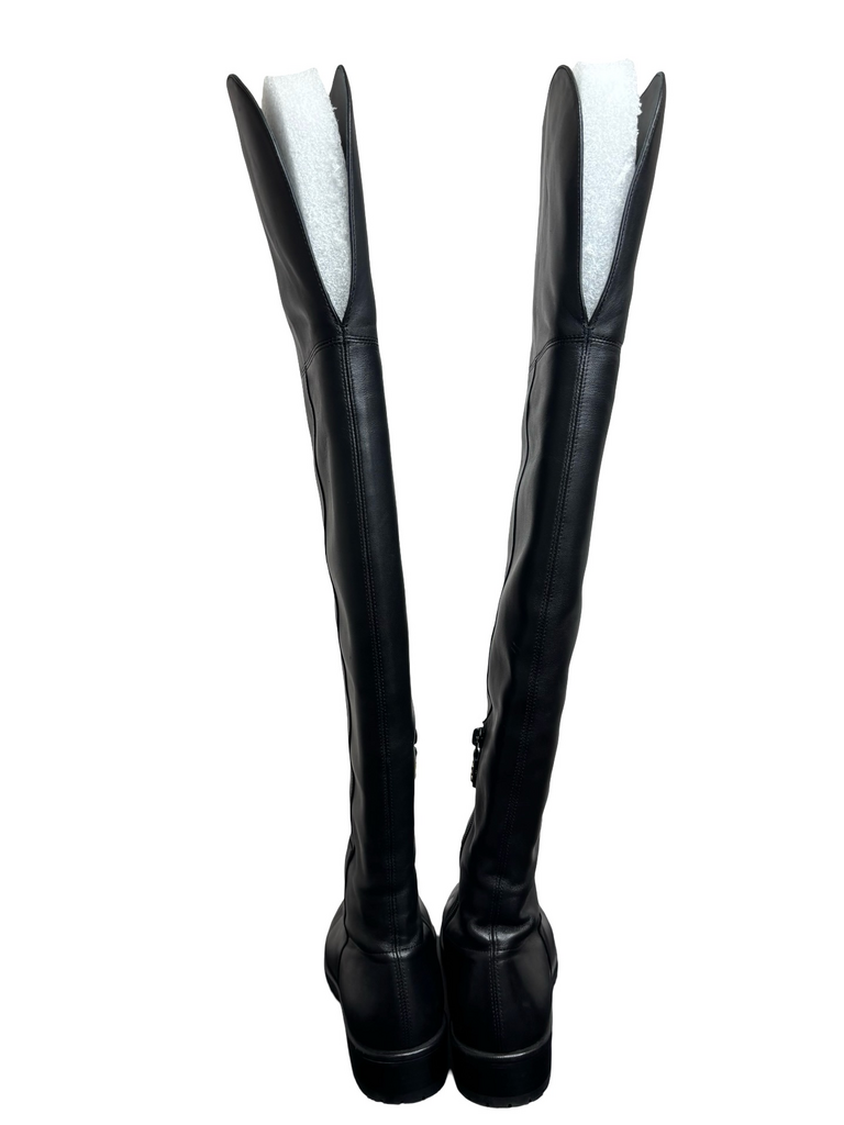 High Over-the-Knee Black Leather Boots