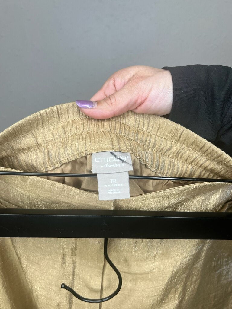 Chico's Traveler's Golden Shiny Pants