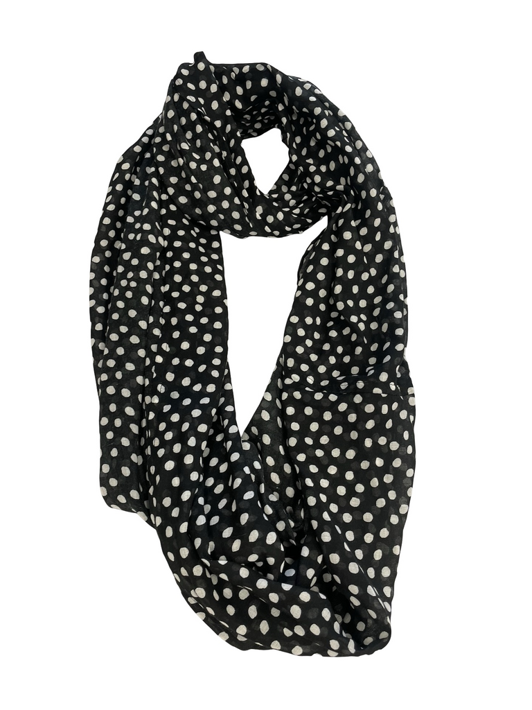 Black and White Polka Dot Scarf