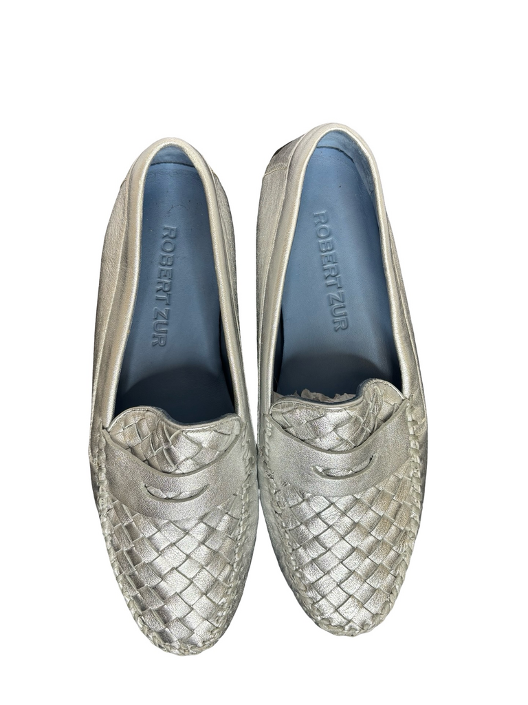 Size 8.5 Robert Zur Metallic Silver Loafers