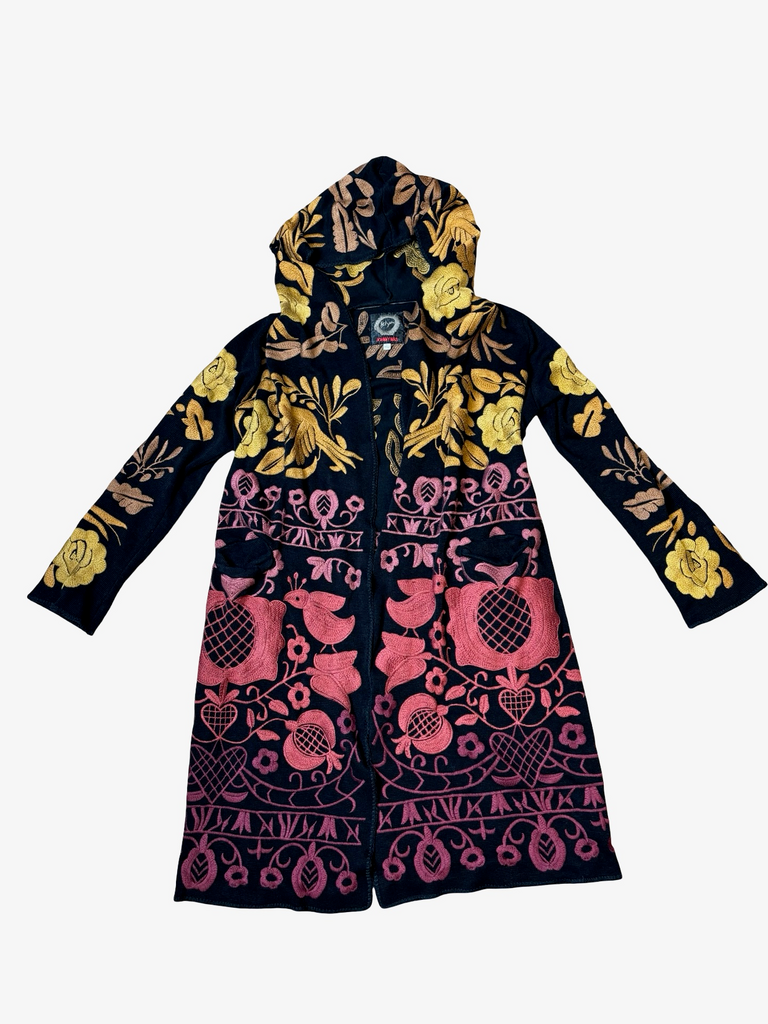 Large Johnny Was Floral Embroidered Hoodie