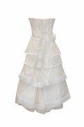 Elegant White Strapless Dress with Layered Skirt