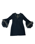 Betsy & Adam Black Dress with Bell Sleeves