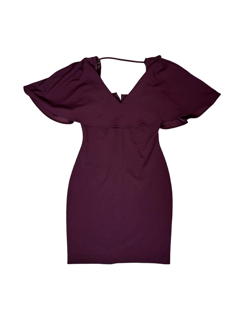 Maroon Flutter Sleeve Dress