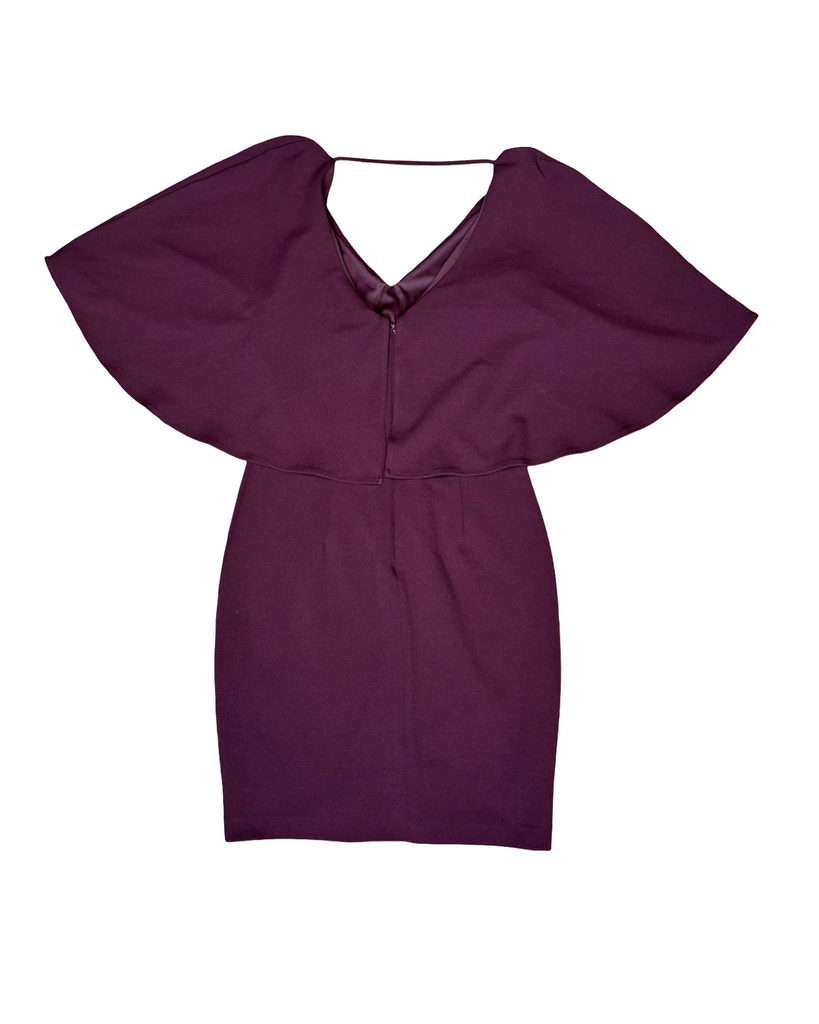 Maroon Flutter Sleeve Dress