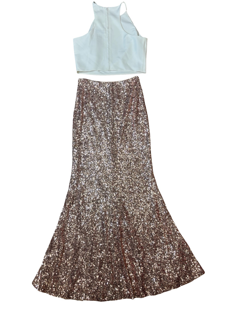 Belle Badgley Mischka Sequined Two-Piece Dress