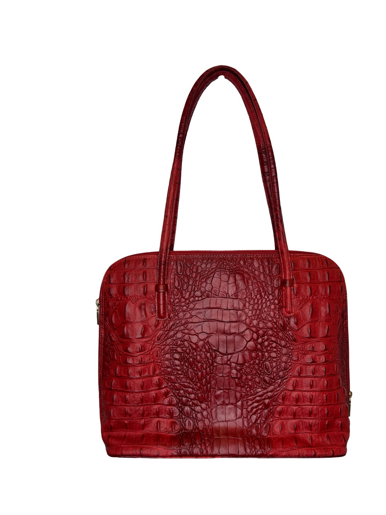 Red Algo of Switzerland Crocodile Pattern Handbag