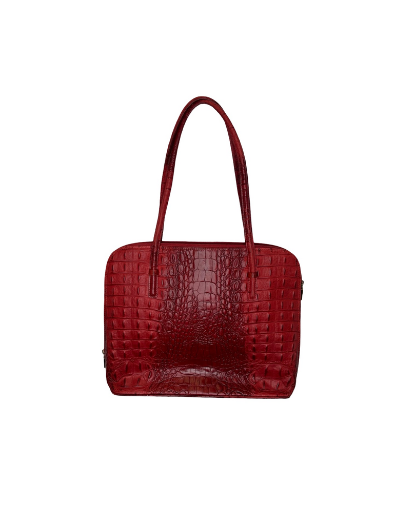 Red Algo of Switzerland Crocodile Pattern Handbag