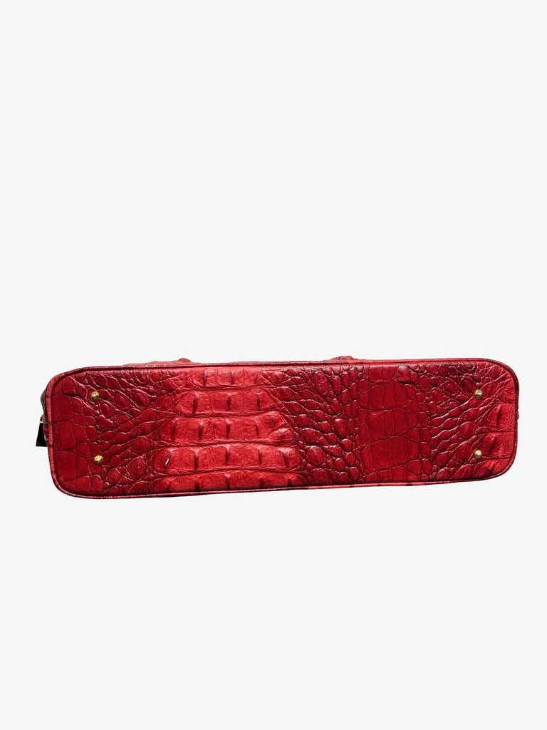 Red Algo of Switzerland Crocodile Pattern Handbag
